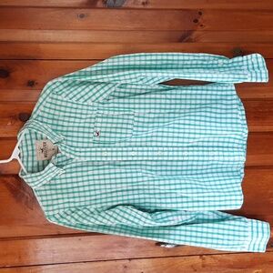 Hollister men's button down shirt green and white size medium